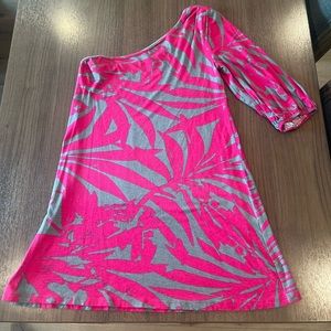 Hot pink/grey One Shoulder Dress XS